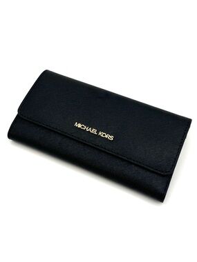 Michael Kors Large Jet Set Travel Trifold Wallet - Black/Gold